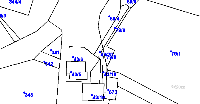 Parcela st. 43/16 v KÚ Březenec, Katastrální mapa
