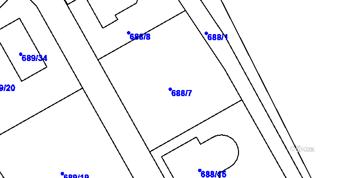 Parcela st. 688/7 v KÚ Březenec, Katastrální mapa