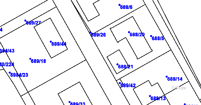 Parcela st. 689/25 v KÚ Březenec, Katastrální mapa