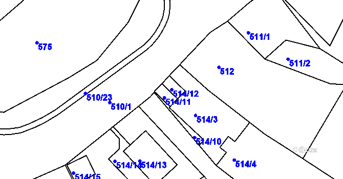 Parcela st. 514/12 v KÚ Březenec, Katastrální mapa