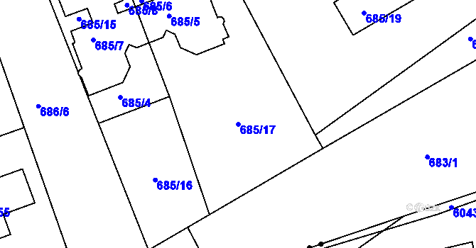 Parcela st. 685/17 v KÚ Březenec, Katastrální mapa