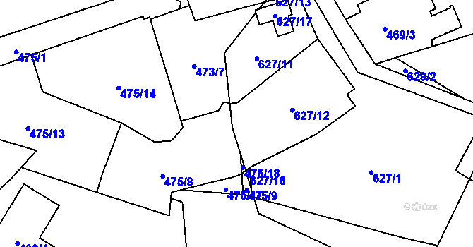 Parcela st. 627/15 v KÚ Březenec, Katastrální mapa