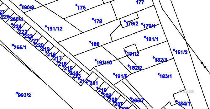 Parcela st. 190/12 v KÚ Březenec, Katastrální mapa