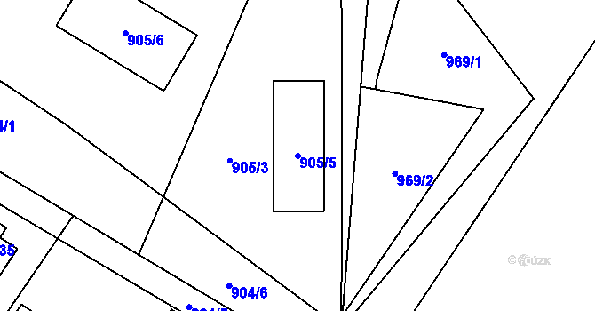 Parcela st. 905/5 v KÚ Březenec, Katastrální mapa