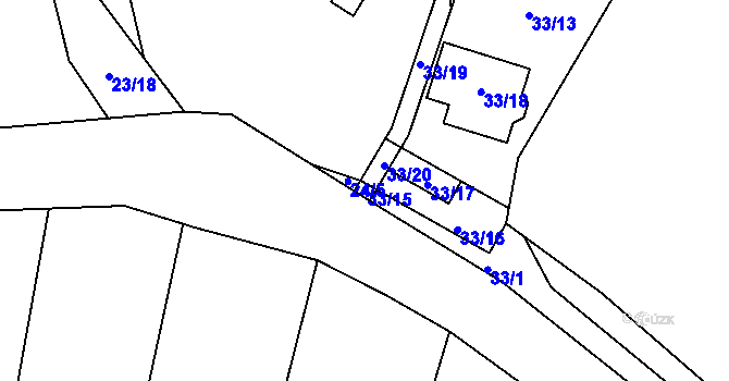 Parcela st. 33/15 v KÚ Březenec, Katastrální mapa