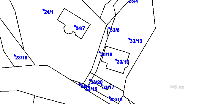 Parcela st. 33/19 v KÚ Březenec, Katastrální mapa