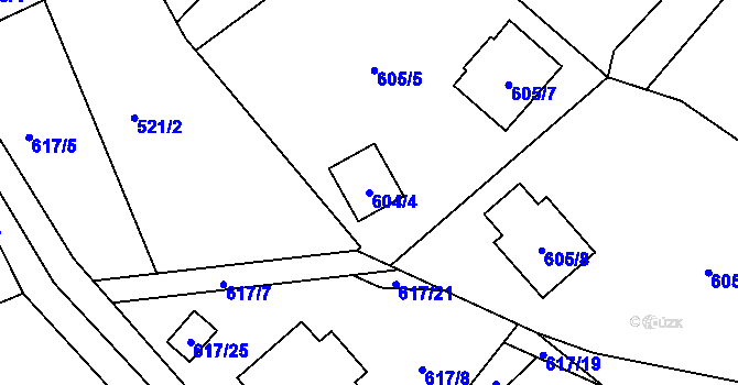 Parcela st. 604/4 v KÚ Březenec, Katastrální mapa