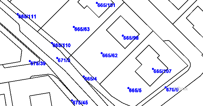 Parcela st. 665/62 v KÚ Březenec, Katastrální mapa