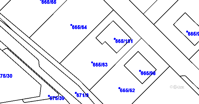Parcela st. 665/63 v KÚ Březenec, Katastrální mapa