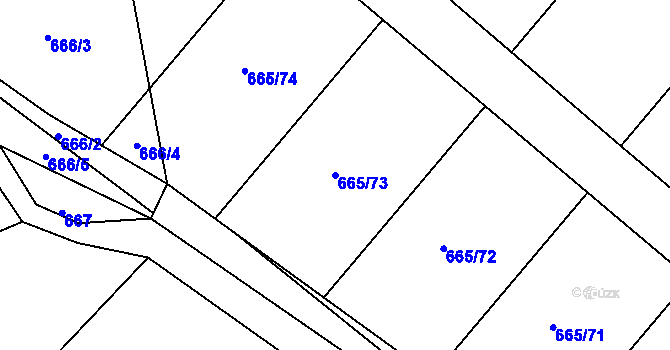 Parcela st. 665/73 v KÚ Březenec, Katastrální mapa