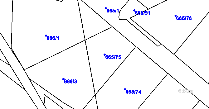 Parcela st. 665/75 v KÚ Březenec, Katastrální mapa