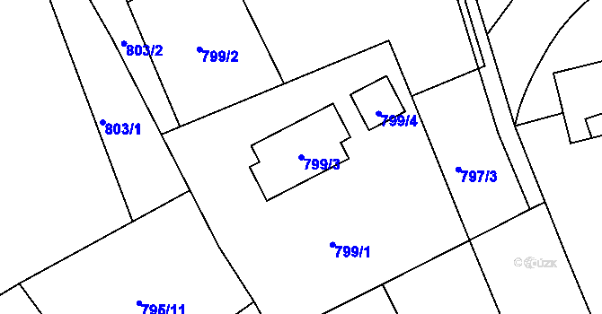Parcela st. 799/3 v KÚ Březenec, Katastrální mapa