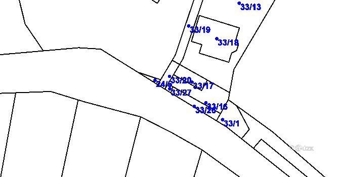 Parcela st. 33/27 v KÚ Březenec, Katastrální mapa