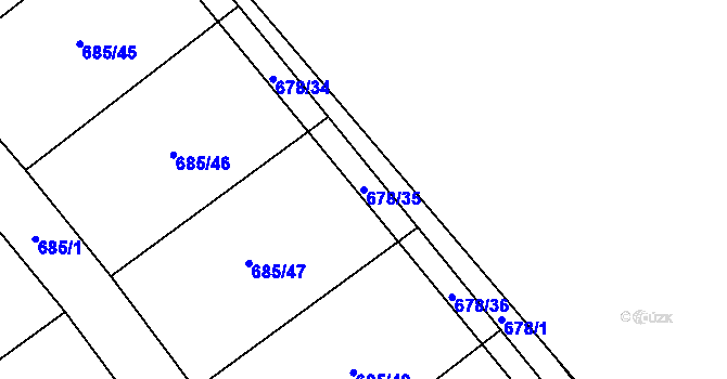 Parcela st. 678/35 v KÚ Březenec, Katastrální mapa
