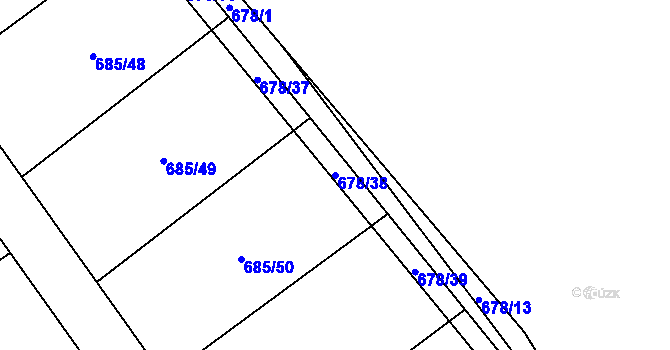 Parcela st. 678/38 v KÚ Březenec, Katastrální mapa