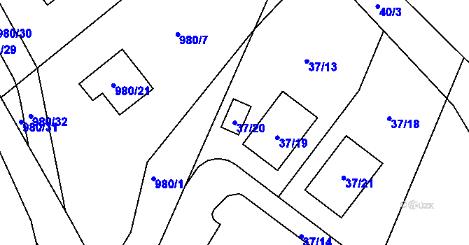 Parcela st. 37/20 v KÚ Březenec, Katastrální mapa