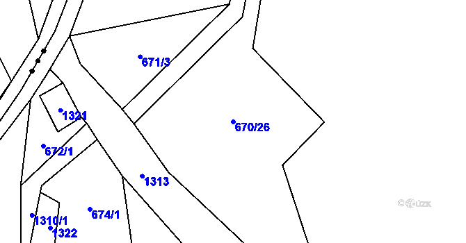 Parcela st. 670/26 v KÚ Jindřišská, Katastrální mapa
