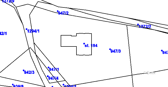 Parcela st. 194 v KÚ Jindřišská, Katastrální mapa