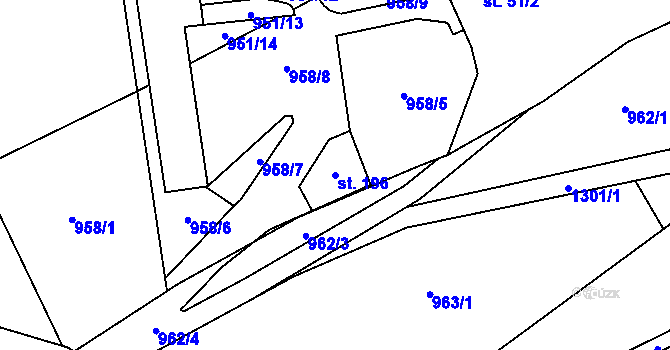 Parcela st. 196 v KÚ Jindřišská, Katastrální mapa
