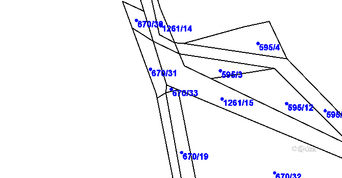 Parcela st. 670/33 v KÚ Jindřišská, Katastrální mapa