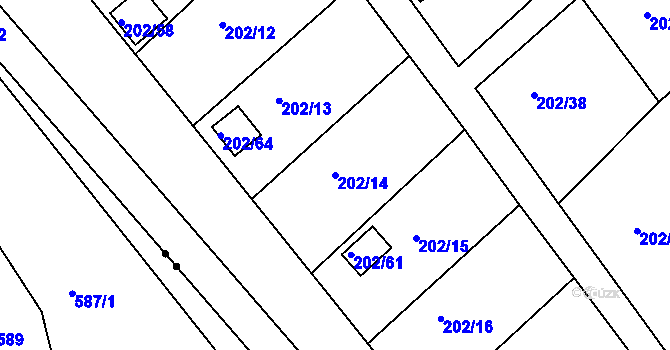 Parcela st. 202/14 v KÚ Červený Hrádek u Jirkova, Katastrální mapa