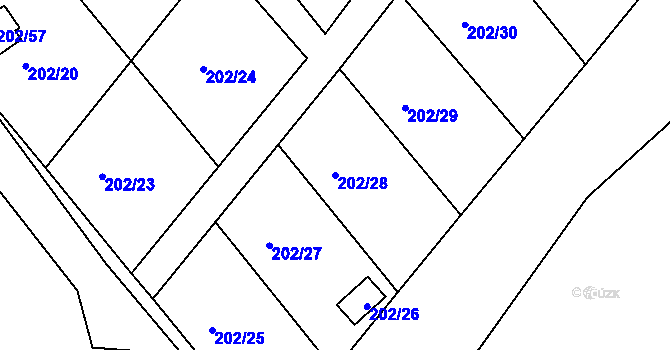 Parcela st. 202/28 v KÚ Červený Hrádek u Jirkova, Katastrální mapa