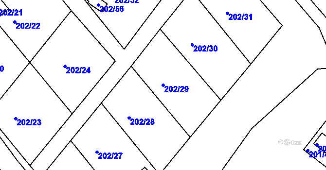 Parcela st. 202/29 v KÚ Červený Hrádek u Jirkova, Katastrální mapa