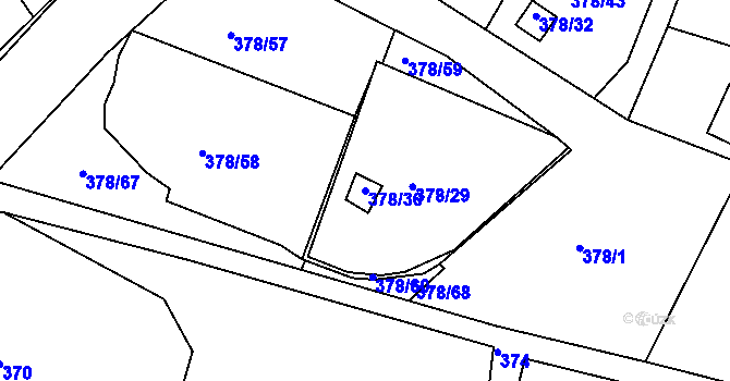 Parcela st. 378/30 v KÚ Červený Hrádek u Jirkova, Katastrální mapa