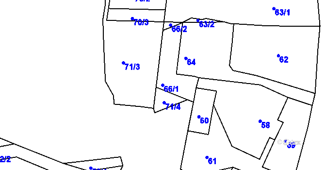Parcela st. 66/1 v KÚ Červený Hrádek u Jirkova, Katastrální mapa