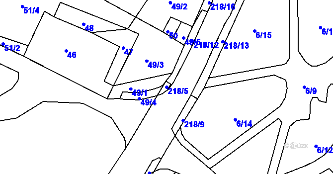 Parcela st. 218/5 v KÚ Červený Hrádek u Jirkova, Katastrální mapa