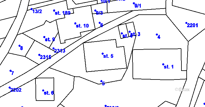 Parcela st. 5 v KÚ Jirkov u Železného Brodu, Katastrální mapa