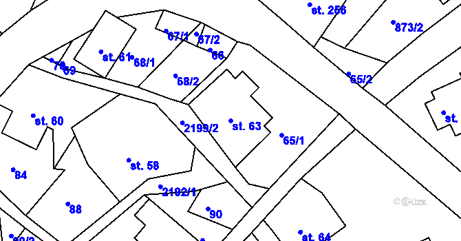 Parcela st. 63 v KÚ Jirkov u Železného Brodu, Katastrální mapa