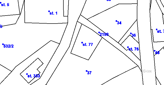 Parcela st. 77 v KÚ Jirkov u Železného Brodu, Katastrální mapa