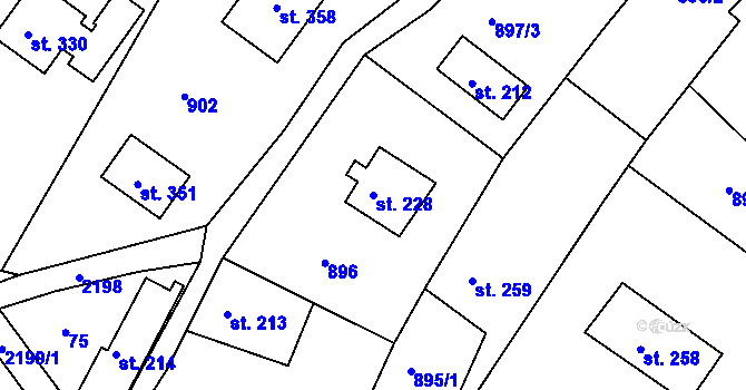 Parcela st. 228 v KÚ Jirkov u Železného Brodu, Katastrální mapa