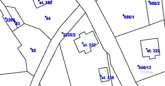 Parcela st. 232 v KÚ Jirkov u Železného Brodu, Katastrální mapa