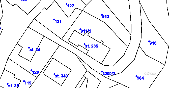 Parcela st. 235 v KÚ Jirkov u Železného Brodu, Katastrální mapa