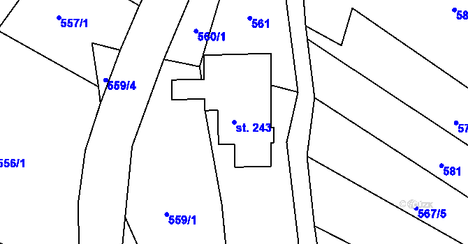Parcela st. 243 v KÚ Jirkov u Železného Brodu, Katastrální mapa