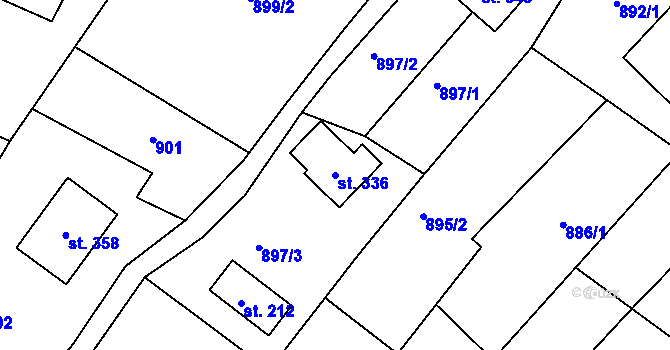 Parcela st. 336 v KÚ Jirkov u Železného Brodu, Katastrální mapa