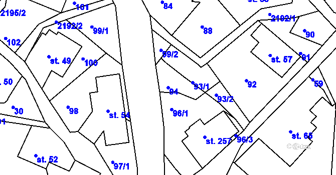 Parcela st. 94 v KÚ Jirkov u Železného Brodu, Katastrální mapa