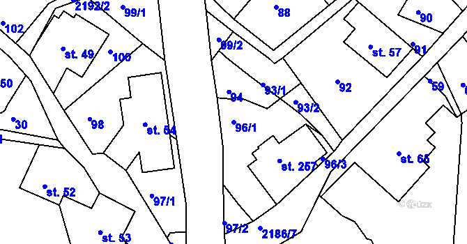 Parcela st. 96/1 v KÚ Jirkov u Železného Brodu, Katastrální mapa
