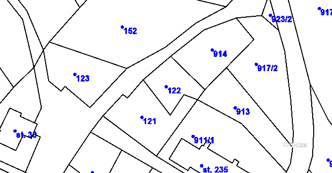 Parcela st. 122 v KÚ Jirkov u Železného Brodu, Katastrální mapa