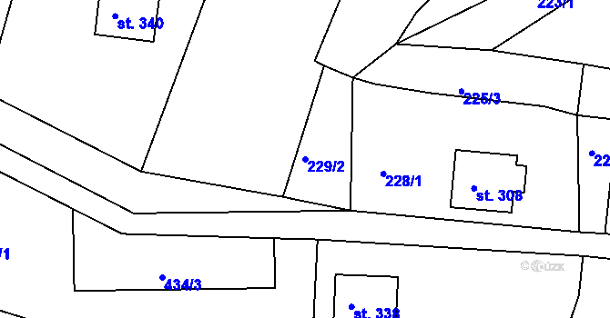 Parcela st. 229/2 v KÚ Jirkov u Železného Brodu, Katastrální mapa