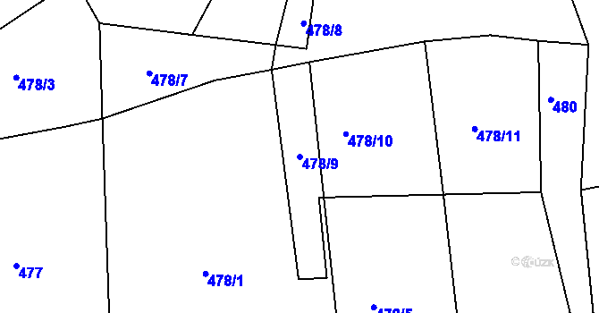 Parcela st. 478/9 v KÚ Jirkov u Železného Brodu, Katastrální mapa