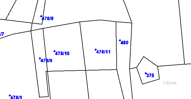 Parcela st. 478/11 v KÚ Jirkov u Železného Brodu, Katastrální mapa