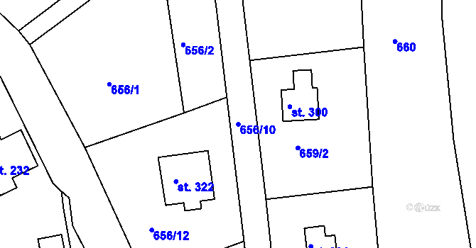Parcela st. 656/10 v KÚ Jirkov u Železného Brodu, Katastrální mapa