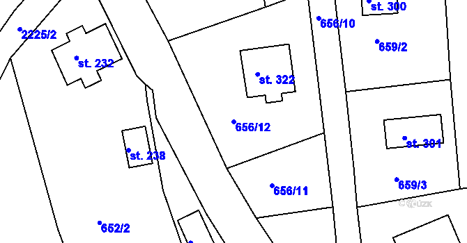Parcela st. 656/12 v KÚ Jirkov u Železného Brodu, Katastrální mapa