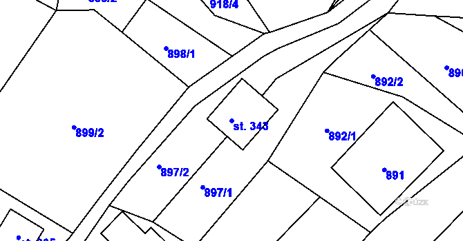Parcela st. 343 v KÚ Jirkov u Železného Brodu, Katastrální mapa