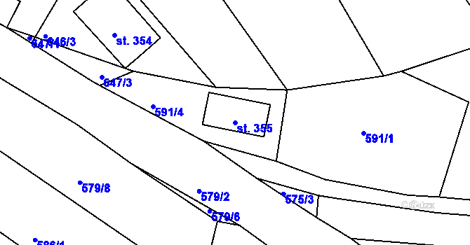 Parcela st. 355 v KÚ Jirkov u Železného Brodu, Katastrální mapa