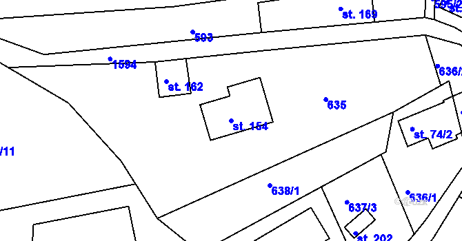 Parcela st. 154 v KÚ Střevelná, Katastrální mapa