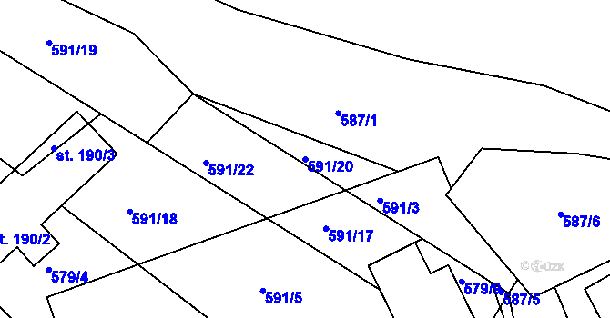 Parcela st. 591/20 v KÚ Střevelná, Katastrální mapa